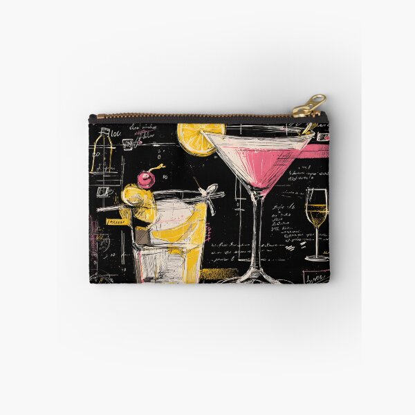 Item preview, Vibrant Cocktail Sketch Artwork- Martini and Highball Glasses with Artistic Handwritten Background designed and sold by OlfactoART Studio.