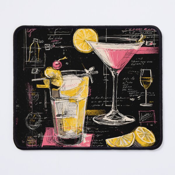 Item preview, Vibrant Cocktail Sketch Artwork- Martini and Highball Glasses with Artistic Handwritten Background designed and sold by OlfactoART Studio.