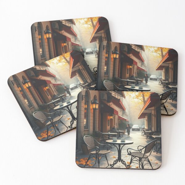Item preview, Empty Tables, Cozy Autumn Glow | European Cafe Alley designed and sold by Vida e Arte.