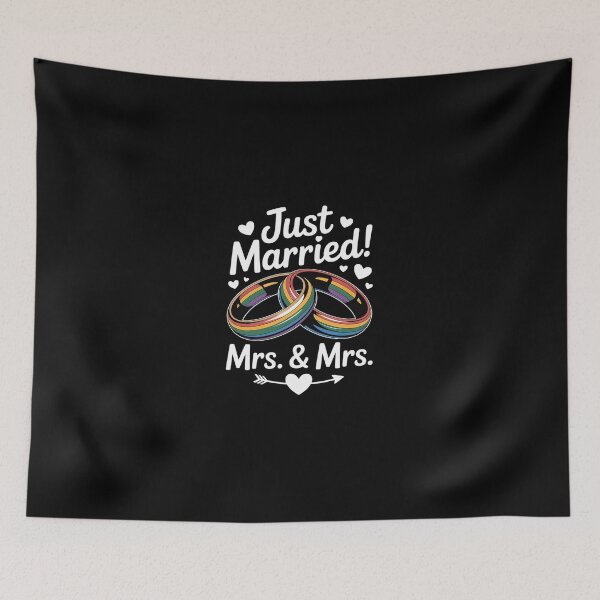 Item preview, Just Married Mrs & Mrs Gay Lesbian Wedding Engagement LGBTQ designed and sold by Belkisallen.