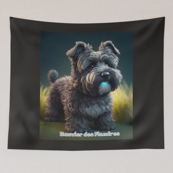 Item preview, Stylized Portrait of a Fluffy Bouvier des Flandres in a Peaceful Setting designed and sold by KJ-Books.