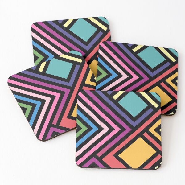 Item preview, Rainbow Geometric Chevron Pattern Black Stripes designed and sold by Mindful Wall Art Studio.