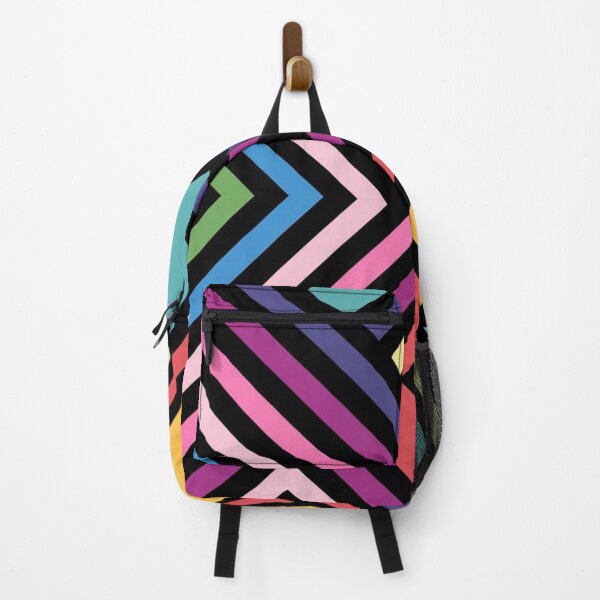 Item preview, Rainbow Geometric Chevron Pattern Black Stripes designed and sold by Mindful Wall Art Studio.