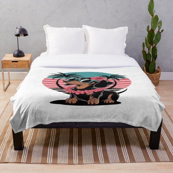 Aperçu de l'œuvre Chien Teckel Hawaïen Floral Tropical Été créée et vendue par Ikwalima.