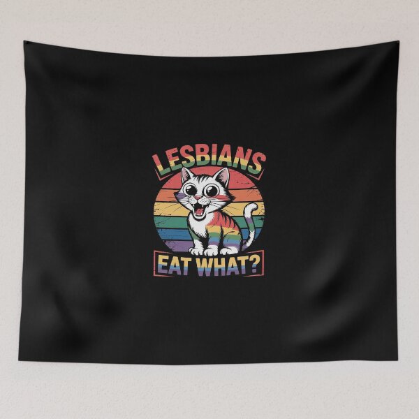 Item preview, Lesbians Eat What Cat Humor Pun LGBTQ Pride Flag Women  designed and sold by Belkisallen.