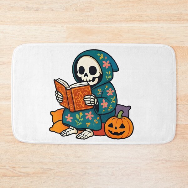 Item preview, Cozy Skeleton Reading Book Halloween Sticker designed and sold by FestivityFinds.