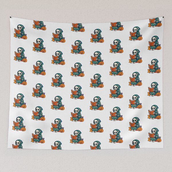 Item preview, Cozy Skeleton Reading Book Halloween Sticker designed and sold by FestivityFinds.