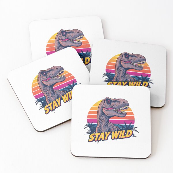 Item preview, Retro Dinosaur ‘Stay Wild’ – 80s Neon Vector Illustration designed and sold by Vectorfever.