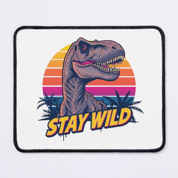 Item preview, Retro Dinosaur ‘Stay Wild’ – 80s Neon Vector Illustration designed and sold by Vectorfever.