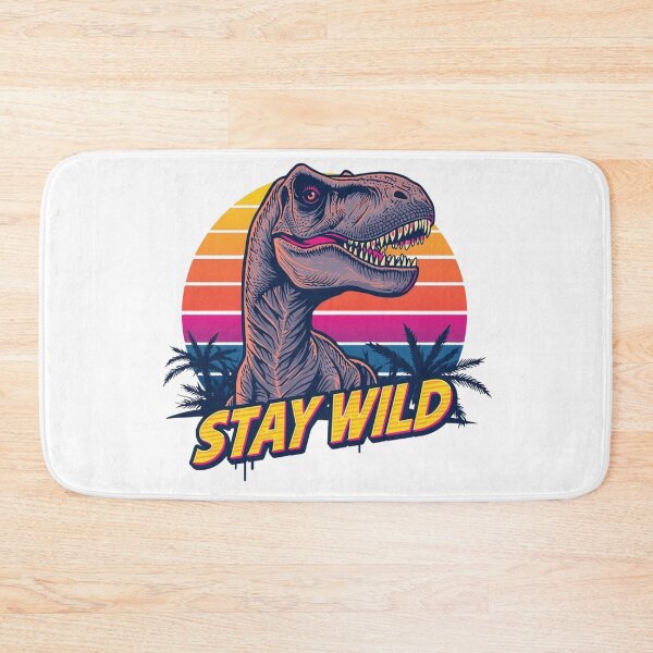 Item preview, Retro Dinosaur ‘Stay Wild’ – 80s Neon Vector Illustration designed and sold by Vectorfever.