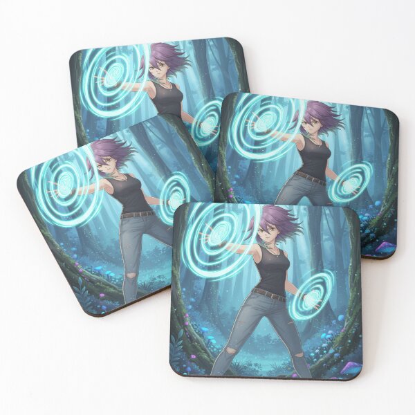 Item preview, Mystic Force – Anime Girl with Energy Rings in Enchanted Forest designed and sold by YKS - Art&Stuff.