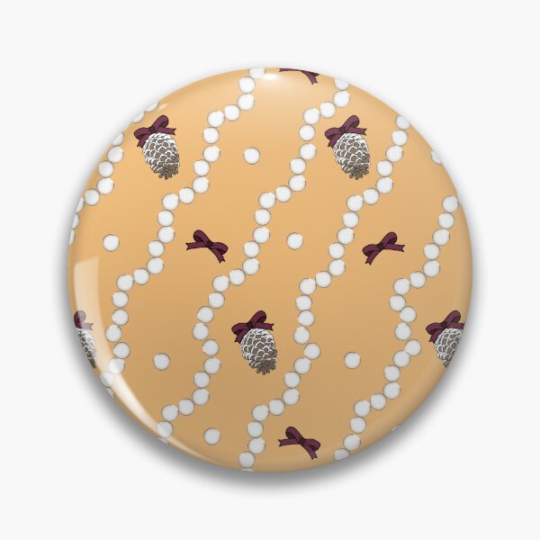 Item preview, Holiday 2020 pearls, ribbons and pine cones on yellow orange background designed and sold by RosebudTextilesArt.