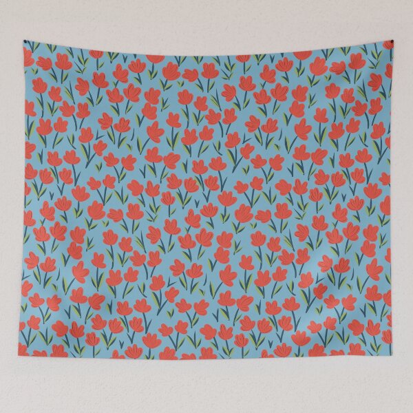 Item preview, Red floral motif repeat – spring flower pattern designed and sold by lisahoever.