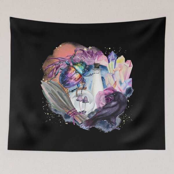 Item preview, Witchy Watercolor - Crow and Beetle designed and sold by Dye And Decay.