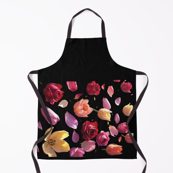 Item preview, Falling Blooms – Scattered Roses and Tulips on Black Background designed and sold by MotifShop2025.