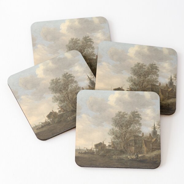 Item preview, View of a Village on a River by Jan van Goyen (1645) – Dutch Coastal Scene designed and sold by UBU-space.