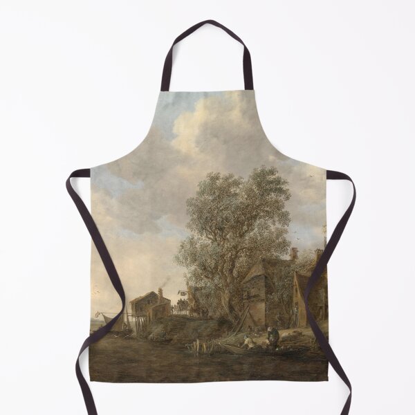 Item preview, View of a Village on a River by Jan van Goyen (1645) – Dutch Coastal Scene designed and sold by UBU-space.