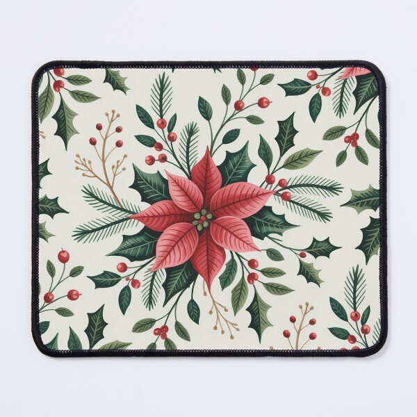 Item preview, Vintage Christmas Poinsettia Botanical Pattern designed and sold by Mindful Wall Art Studio.
