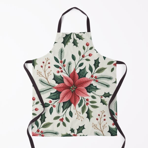 Item preview, Vintage Christmas Poinsettia Botanical Pattern designed and sold by Mindful Wall Art Studio.
