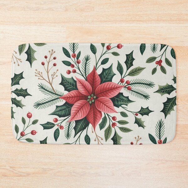 Item preview, Vintage Christmas Poinsettia Botanical Pattern designed and sold by Ed & Harmony.