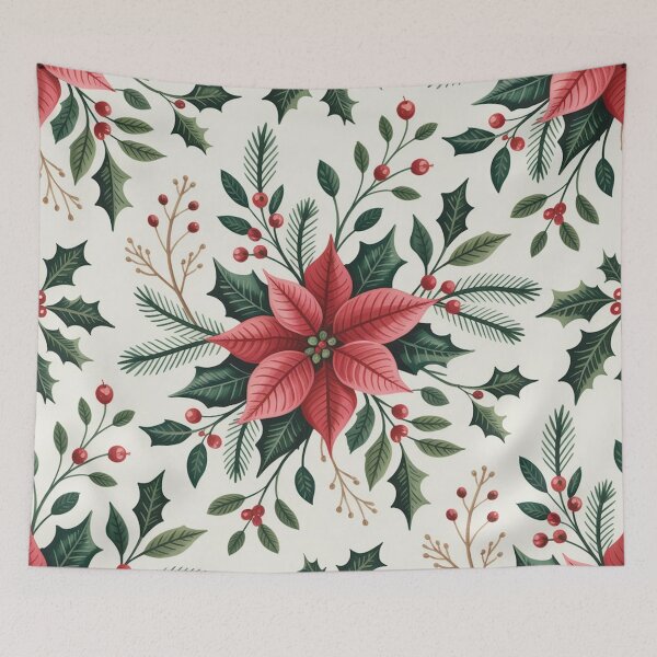 Item preview, Vintage Christmas Poinsettia Botanical Pattern designed and sold by Ed & Harmony.