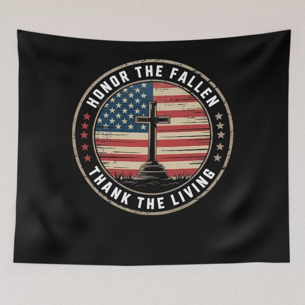 Item preview, Honor The Fallen Thank The Living Memorial Day Veteran Flag designed and sold by TyraYoung.