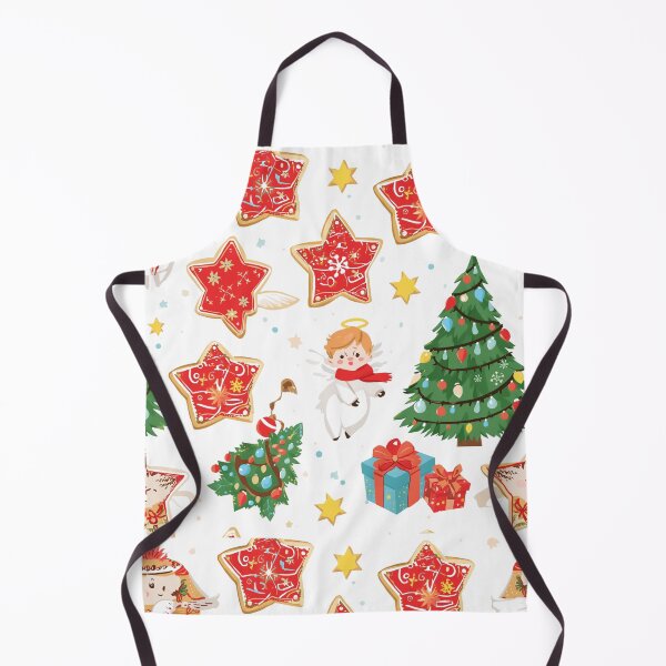 Item preview, Christmas angel, mistletoe, gingerbread man, spruce holiday attributes. Seamless Pattern. designed and sold by PWDigitalArt.