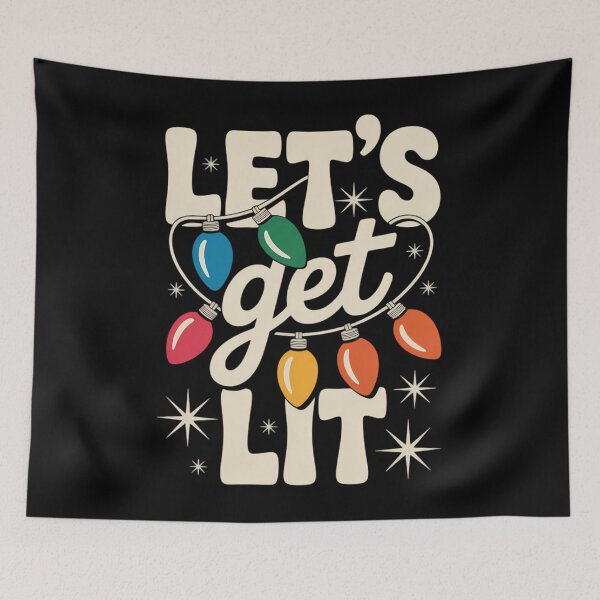 Item preview, Let's Get Lit Drinking Santa Hat Christmas Lights Funny designed and sold by TyraYoung.