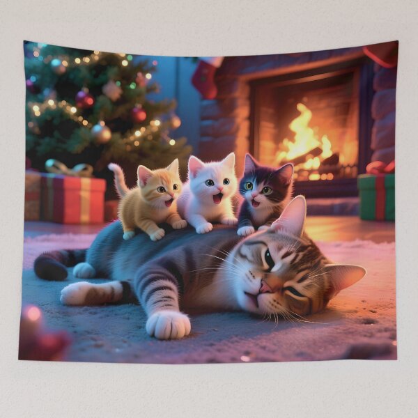 Item preview, Christmas Morning Kittens designed and sold by Lava Tigers Art.