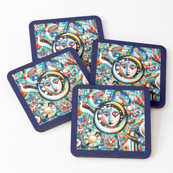 Item preview, Moonface Mosaic – Surreal Oracle of Birds and Geometry designed and sold by daweave77.