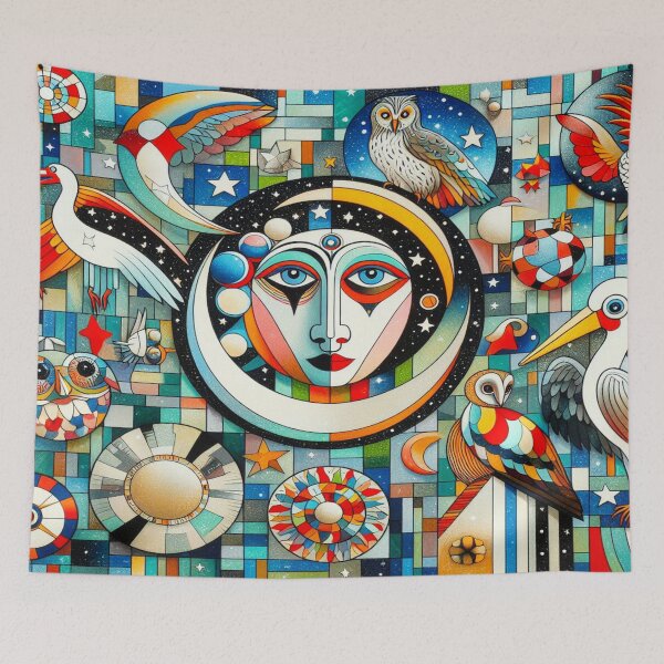 Item preview, Moonface Mosaic – Surreal Oracle of Birds and Geometry designed and sold by daweave77.