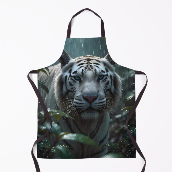 Item preview, Silent Rain Sentinel - White Tiger in Monsoon Stillness designed and sold by Artfully Entertained.