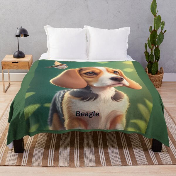 Item preview, Adorable Beagle Puppy With Bird Companion in Lush Green Background designed and sold by KJ-Books.