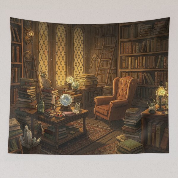 Item preview, Cozy Enchanted Bookstore: Midnight Glow & Magic designed and sold by DracosFire.