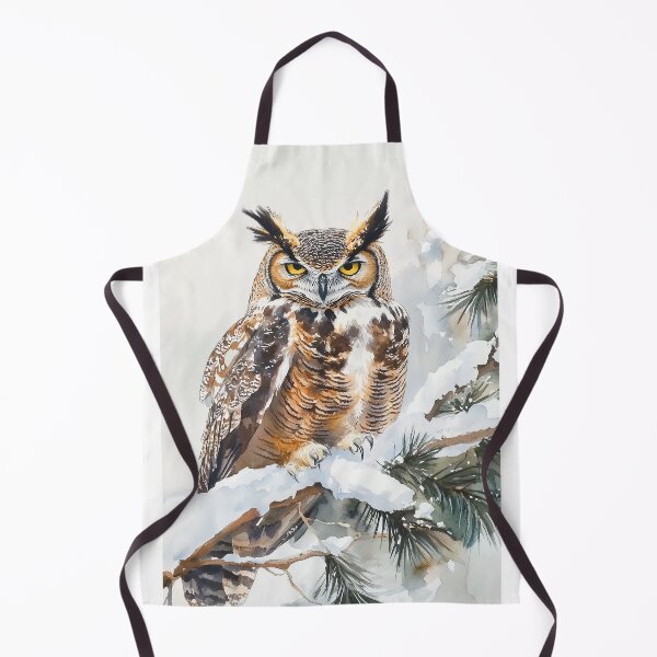 Item preview, Eurasian Owl Perched on Snowy Branch designed and sold by laurashawart.