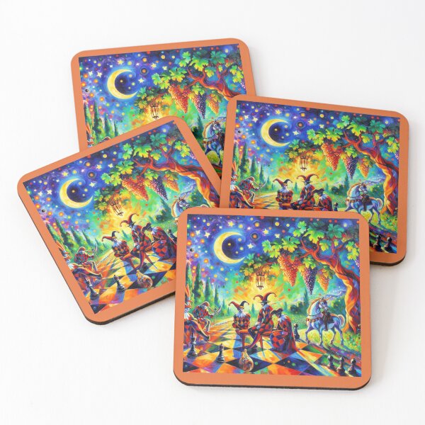 Item preview, Jesters at Dusk – Surreal Chess Beneath the Lantern Tree designed and sold by daweave77.