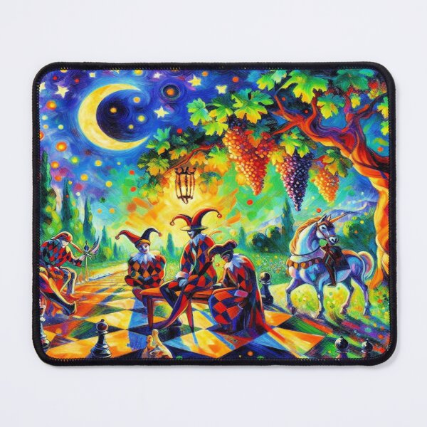 Item preview, Jesters at Dusk – Surreal Chess Beneath the Lantern Tree designed and sold by daweave77.