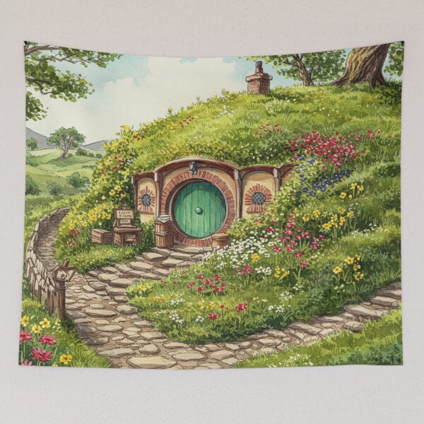 Item preview, Whimsical Hobbit Hole Bookstore: A Cozy Reading Nook designed and sold by DracosFire.
