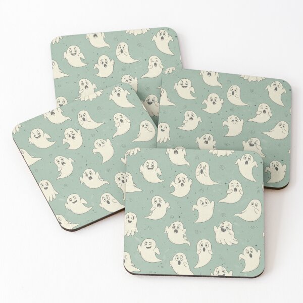 Item preview, Cartoon Ghosts Pattern on Green Background designed and sold by JoeZigns81.