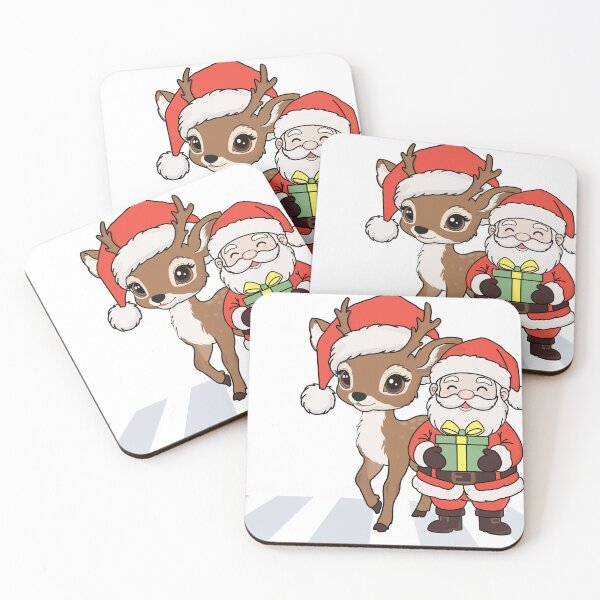 Item preview, Cute Reindeer and Santa Claus Holding a Gift designed and sold by Ikattyg.