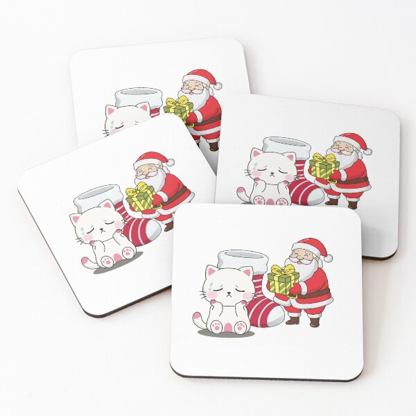 Item preview, Sad Kitten Looking at Santa with Christmas Present designed and sold by Ikattyg.