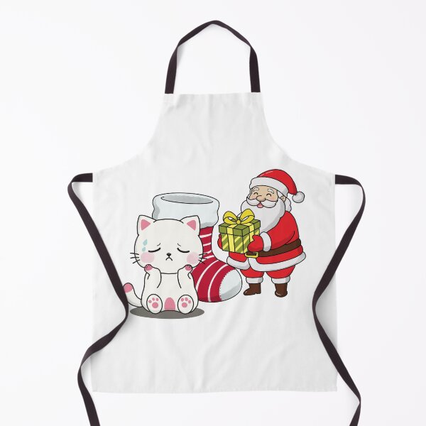 Item preview, Sad Kitten Looking at Santa with Christmas Present designed and sold by Ikattyg.