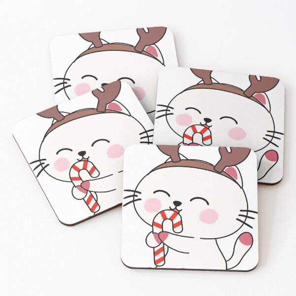 Item preview, Cheerful Kitten with Candy Cane and Reindeer Antlers Headband designed and sold by Ikattyg.