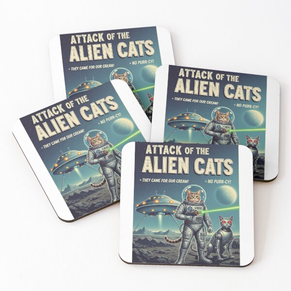 Item preview, Attack of the Alien Cats designed and sold by Funktastic Designs.