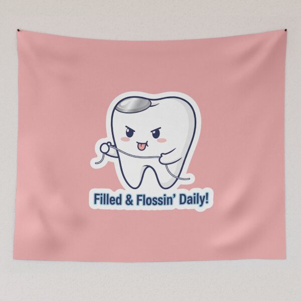 Item preview, Filled And Flossin Daily Dental Filling Cute Tooth Hero T Rex King Messasaurus Brontosaurus Sticker Pack designed and sold by bvdesignart.