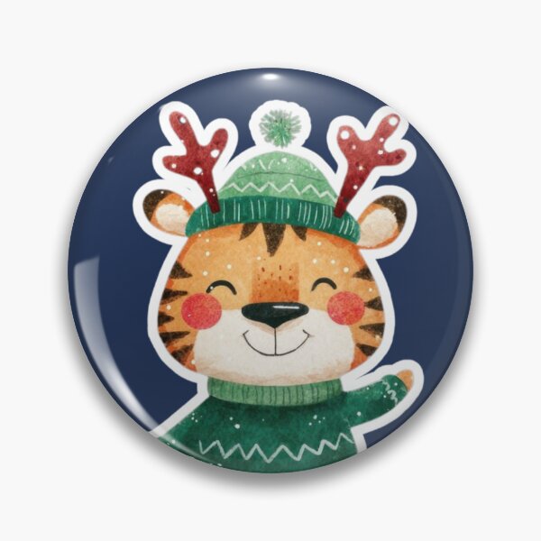 Item preview, Cute Little Tiger in Reindeer Hat - Christmas cuteness designed and sold by ElixirCraft.