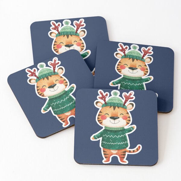 Item preview, Cute Little Tiger in Reindeer Hat - Christmas cuteness designed and sold by ElixirCraft.