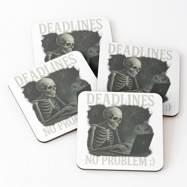 Item preview, Deadlines? No Problem – Halloween Skeleton at the Computer designed and sold by JKOriginals.