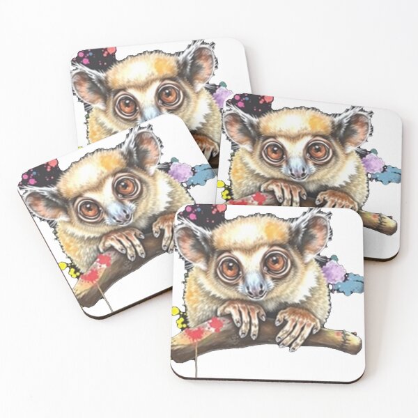 Item preview, Cute Slow Loris on Branch - Vibrant Big-Eyed Primate Watercolor Art Print designed and sold by EllDAV777.