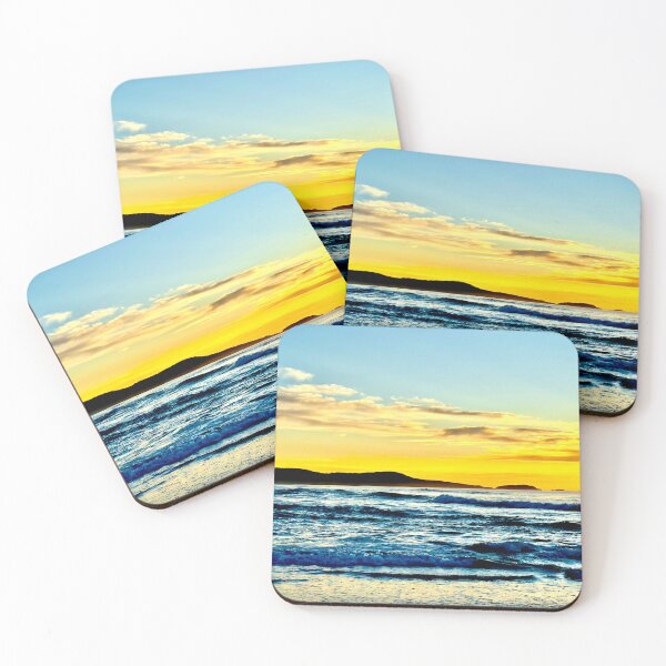 Item preview, Peaceful Sunrise Stunning Blue and Yellow Seascape designed and sold by Mary Prema Art.